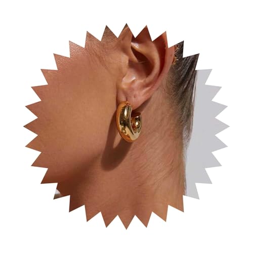 Allereya Boho Tube Hoop Ohrringe Dicke C Form Ohrring Klobig Gold Hoop Ohrringe Klobig Rohr Ohrring Kreis Offen Ohrstecker Schmuck Für Frauen von Allereya