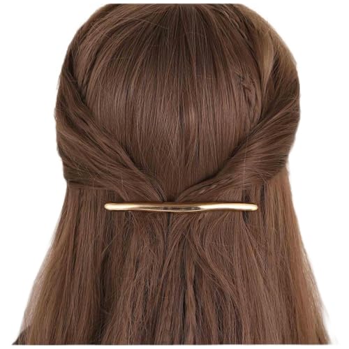 Allereya Einfache Haarspangen Gebogene Clip Barrette Gold Metall Haarspangen Lange Bar Haarspangen Barrette Dekorative Metall Haarschmuck Schmuck Für Frauen(gold1) von Allereya