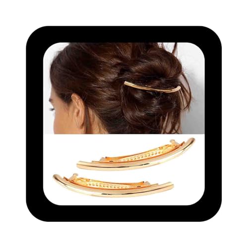 Allereya Einfache Haarspangen Gebogene Clip Barrette Gold Metall Haarspangen Lange Bar Haarspangen Barrette Dekorative Metall Haarschmuck Schmuck Für Frauen(gold2) von Allereya