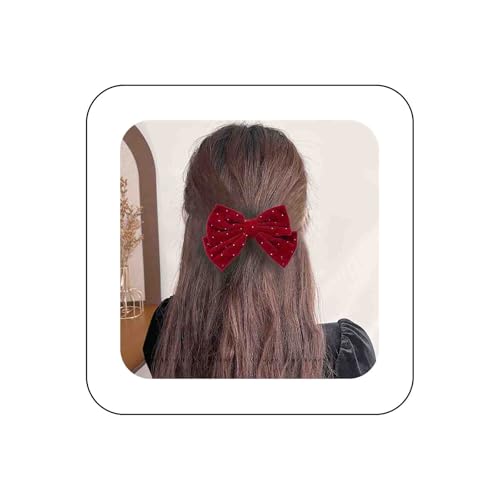 Allereya Französischer Roter Samtbogen Haarspange Große Schleife Haarspangen Großer Samtbogen Satinschleife Haarknoten Haarspangen Dekorativer Haarschmuck Schmuck Für Frauen Kopfschmuck(rot2) von Allereya