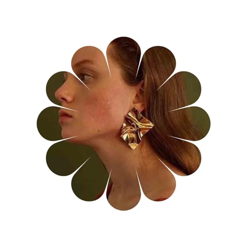 Allereya Geometrische Zerknitterte Ohrstecker Unregelmäßige Quadratische Ohrringe Vintage Übergroße Ohrringe Gold Abstrakte Ohrringe Punk Statement Ohrringe Schmuck Für Frauen Und Mädchen von Allereya