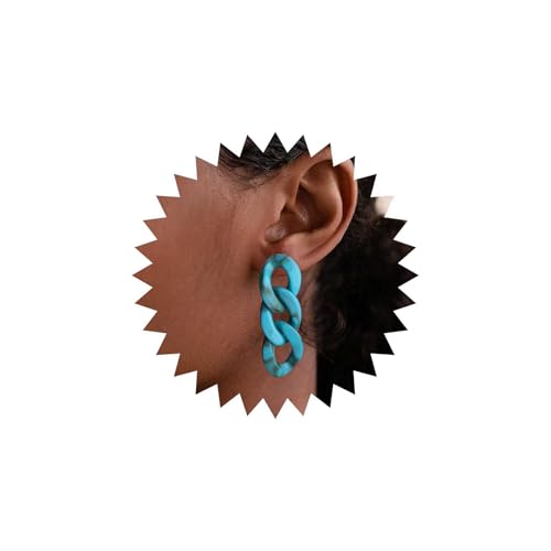 Allereya Gothic Acryl Kette Baumeln Ohrringe Klobig Büroklammer Kette Ohrring Blau Acryl Ohrringe Große Harz Tropfen Ohrring Übertrieben Aussage Baumeln Schmuck Für Frauen von Allereya