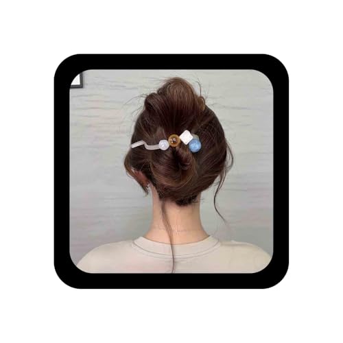 Allereya Große Edelstein Haarspangen Harz Banane Haarspange Weiß Acryl Haarspange Clip Französisch Stil Twist Haarspange Harz Haarspange Haarnadel Dekorative Haarschmuck Schmuck Für Frauen (weiß2) von Allereya