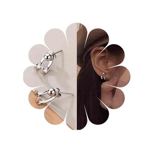 Allereya Huggie Ohrstecker Silber Double Line Ohrringe Dual Creolen Open Huggie Creolen Ohrringe Schmuck für Frauen und Mädchen von Allereya