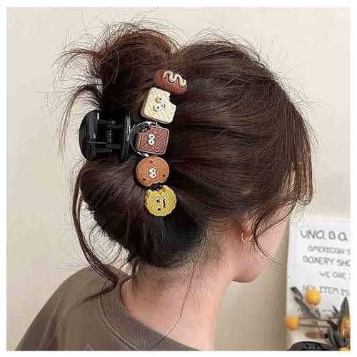 Allereya Kekse Kralle Clip Harz Keks Haar Kralle Cartoon Keks Haarspange Braun Keks Barrette Simulation Lebensmittel Halter Haarspange Cartoon Dekorative Accessoires Schmuck Für Frauen Kopfschmuck von Allereya