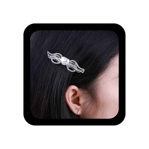 Allereya Kristall Engelsflügel Haarspange Barrette Strass Flügel Haarnadel Barrette Perle Herz Haarspange Barrette Silber Perle Kopf Clip Kopfbedeckung Haarschmuck Für Frauen Und Mädchen (Silber) von Allereya