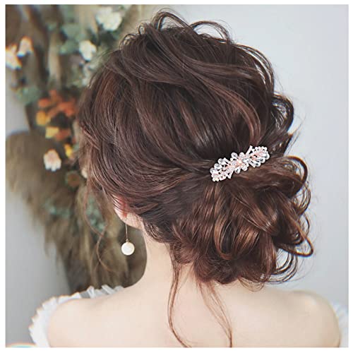 Allereya Kristall Haarspange Haarspange Gold Strass Haarspange Clip Kristall Hochzeit Kopfschmuck CZ Kopf Clip Dekorative Kopfbedeckung Braut Haarschmuck für Frauen und Mädchen (Gold) von Allereya