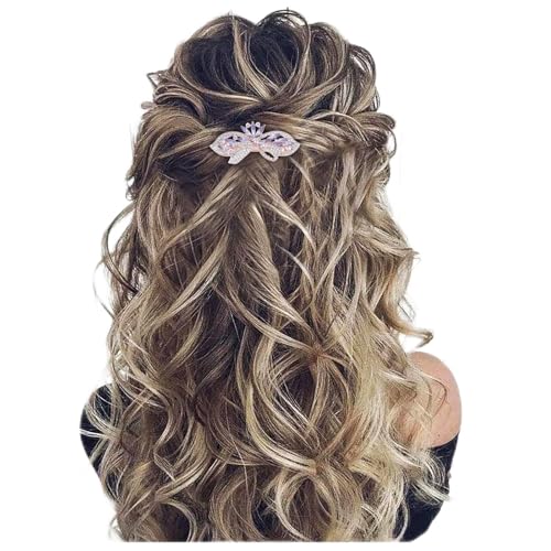 Allereya Kristall-Haarspange Haarspange Lila Strass Blume Haarspange Clip Kristall Hochzeit Kopfschmuck CZ Kopfclip Kopfbedeckung Braut Haarschmuck für Frauen und Mädchen (Lila) von Allereya