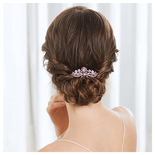 Allereya Kristall Hochzeit Haarspange Barrette Strass Blume Haarspange Clip Lila Bling Braut Kopfbedeckungen Dekorativen Kopf Clip Kopfbedeckungen Braut Haarschmuck Für Frauen Und Mädchen (lila) von Allereya