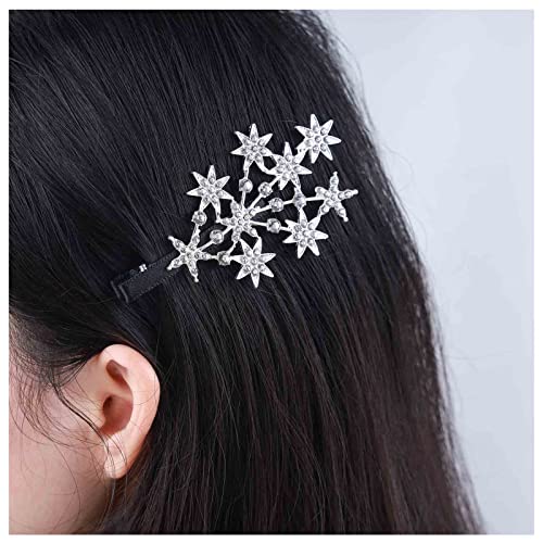 Allereya Kristall Hochzeit Haarspange Strass Stern Haarspange Silber Cz Stern Cluster Kopfbedeckung Dekorative Haarnadel Kristall Stern Zweig Clip Braut Haarzubehör Für Frauen Und Mädchen (silber) von Allereya