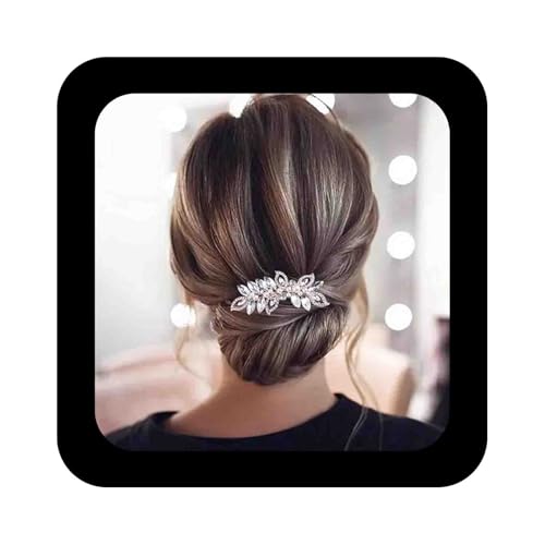 Allereya Kristall Perle Hochzeit Haarspange CZ Strass Blume Haarspange Kamm Gold Perle Bling Braut Kopfschmuck Dekorative Kopfspange Kopfbedeckung Braut Haarschmuck für Frauen und Mädchen von Allereya