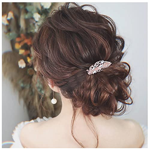 Allereya Kristall Pfau Haarspange Haarspange Gold Strass Haarspange Clip Kristall Hochzeit Kopfbedeckungen CZ Pfau Kopf Clip Kopfbedeckung Braut Haarschmuck für Frauen und Mädchen (Gold) von Allereya