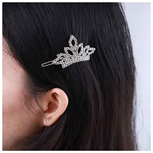 Allereya Kristall Tiaras Krone Haarspange Barrette Strass Krone Haarnadeln Barrette Silber Cz Krone Kopf Clip Kopfbedeckung Kristall Hochzeit Haarschmuck Für Frauen Und Mädchen (Silber) von Allereya