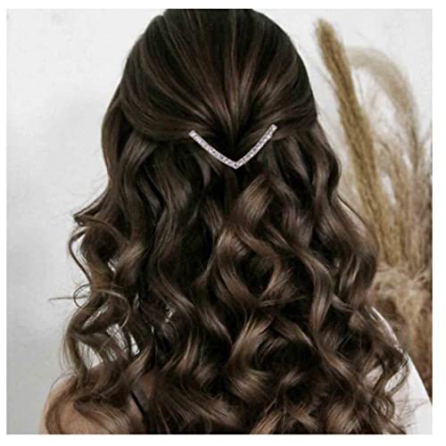 Allereya Kristall V-Form Haarnadeln Haarspange Strass Dreieck Haarspangen Haarspange Gold Cz Geometrisches Haarteil Kristall V Haarspangen Clips Braut Haarschmuck für Frauen und Mädchen von Allereya