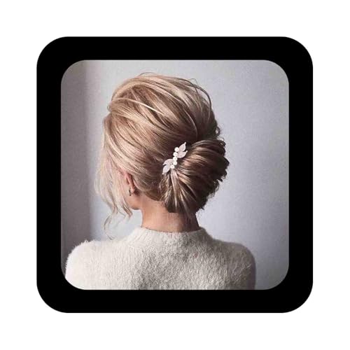 Allereya Kristallperlen Haarspange Haarspange Gold Strass Perle Haarspangen Clips Bling Hochzeit Dekorative Kopfbedeckung CZ Kopfclip Braut Haarschmuck für Frauen und Mädchen Geschenke (Champagner) von Allereya