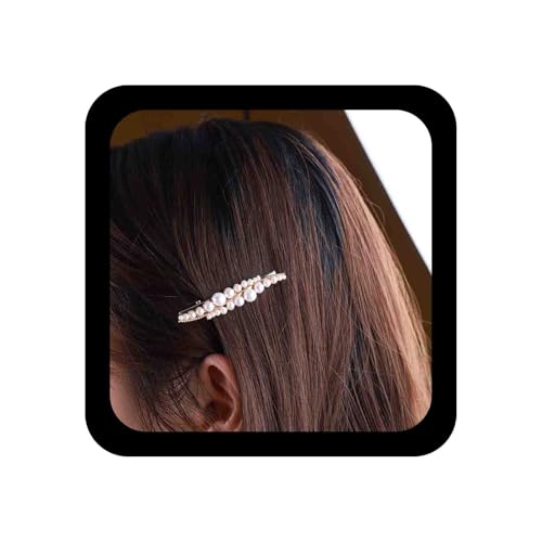 Allereya Perle Haarspange Haarspange Perle Haarspange Clip Gold Perle Hochzeit Kopfschmuck Französische Perle Kopfspange Dekorative Kopfbedeckung Braut Haarschmuck für Frauen und Mädchen (Perle) von Allereya