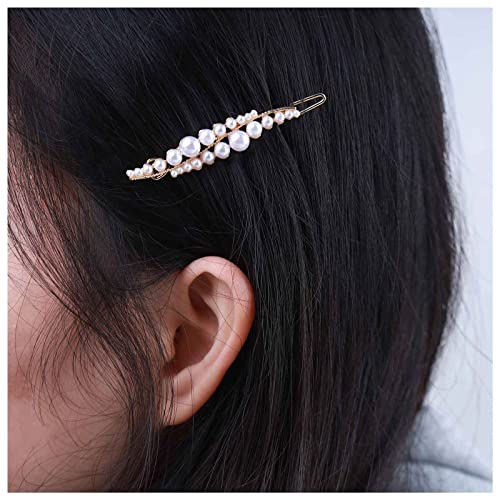 Allereya Perlen Haarspange Barrette Perlen Haarspange Clip Faux Perle Haarnadel Kopfbedeckungen Französisch Perle Kopfclip Dekorative Kopfbedeckung Braut Haarschmuck Für Frauen Und Mädchen von Allereya