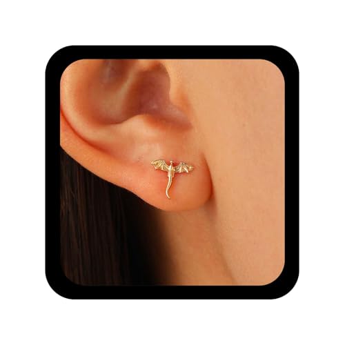 Allereya Punk Fliegende Drachen Ohrringe Winzige Drachen Ohrstecker Mini Tier Ohrring Drachen Gold Ohrring Schmuck Für Frauen von Allereya