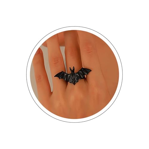 Allereya Punk Halloween Fledermaus Ring Fledermaus Finger Ring Schwarz Vampir Ring Geister Fledermaus Ringe Vampir Tier Ring Verstellbar Offen Ring Schmuck Für Frauen von Allereya
