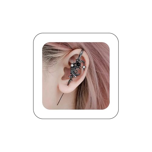Allereya Punk Mond Ohr Crawler Haken Ohrringe Mond Ohrhaken Ohrringe Schwarz Mondstein Mond Ohrringe Mond Ohr Wrap Crawler Ohrringe Mond Climber Manschette Ohrringe Mond Edgy Ohr Pin Ohrringe Schmuck von Allereya