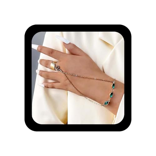 Allereya Punk Schlange Finger Ring Armband Smaragd Schlange Armband Gold Smaragd Sklave Einstellbar Hand Kette Grün Kristall Hand Kette Armbänder Schmuck Für Frauen von Allereya