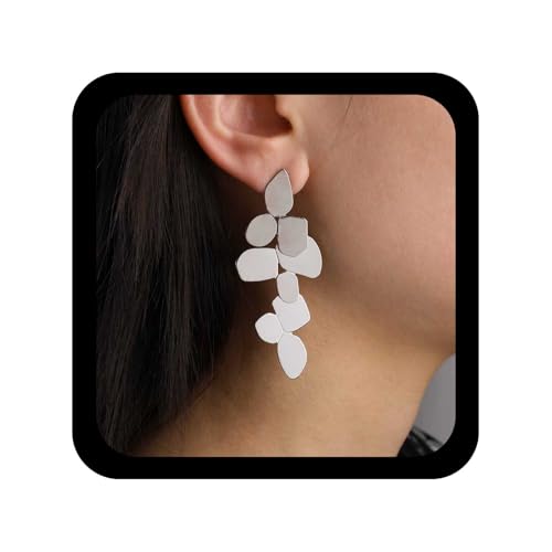 Allereya Punk Unregelmäßige Metall Ohrringe Unregelmäßige Geometrische Tropfen Ohrring Silber Aussage Ohrringe Übertrieben Metall Ohrring Schmuck Für Frauen von Allereya