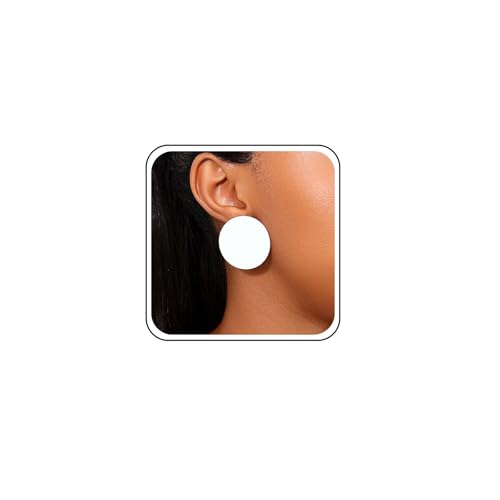 Allereya Punk Weiße Acryl-Ohrstecker Große Runde Acryl-Ohrstecker Große Flache Kreis Ohrring Harz Scheibe Ohrring Knopf Ohrstecker Schmuck Für Frauen von Allereya