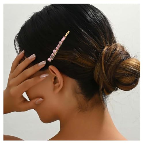 Allereya Rosa Kristall Haarspangen Rosa Edelstein Haarspange Gold Strass Haarspangen Cz Quadratische Clip Barrette Funkelnde Kristall Haarnadel Haarschmuck Für Frauen von Allereya