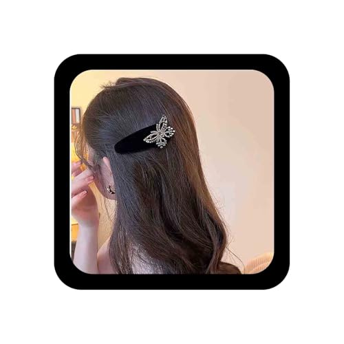 Allereya Schwarz Schmetterling Pins Clips Barrette Strass Schmetterling Haarspange Samt Snap Haarspangen Schmetterling Flügel Haarspangen Cz Schmetterling Seite Clip Barrette Dekorative Haar von Allereya