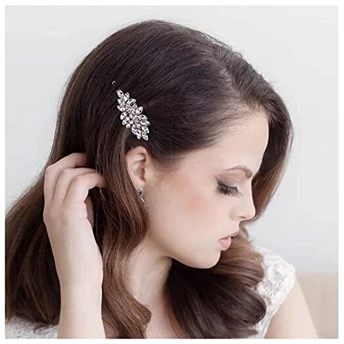 Allereya Strass Blatt Haarspange Haarspange Kristall Hochzeit Haarnadeln Haarspange Gold CZ Bling Braut Kopfschmuck Dekorative Kopfspange Kopfbedeckung Braut Haarschmuck für Frauen und Mädchen (Gold) von Allereya