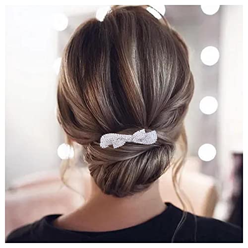 Allereya Strass Jäten Haarspange Haarspange Kristall Schleife Haarspange Haarspange Strass Französische Haarspangen Braut Kopfschmuck Kopfbedeckung Braut Haarschmuck für Frauen und Mädchen von Allereya