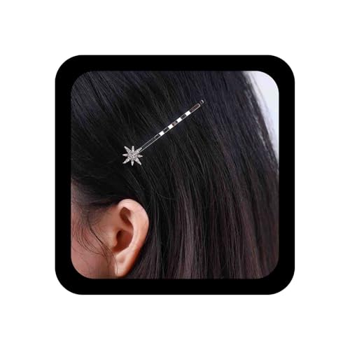 Allereya Strass Stern Haarspange Barrette Kristall Northstar Haarnadeln Barrette Silber Cz Kopfbedeckungen Dekorative Bobby Pins Cz Kopf Clip Kopfbedeckung Haarschmuck Für Frauen Und Mädchen (klein) von Allereya