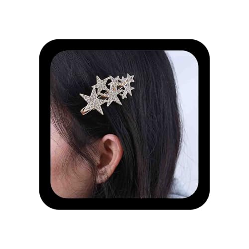 Allereya Strass Stern Haarspange Kristall Hochzeit Haarspange Barrette Gold Cz Cluster Star Head Clip Kopfbedeckungen Kristall Stern Haarspange Braut Haar Accessoires Für Frauen Und Mädchen (gold) von Allereya