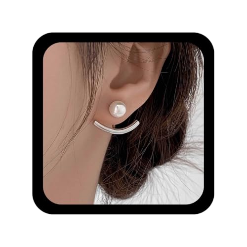 Allereya Vintage Bar Ohr Jacke Ohrringe Kurve Bar Ohrringe Silber Perle Ohrstecker Perle Ohr Crawler Mondsichel Jacke Ohrring Schmuck Für Frauen von Allereya