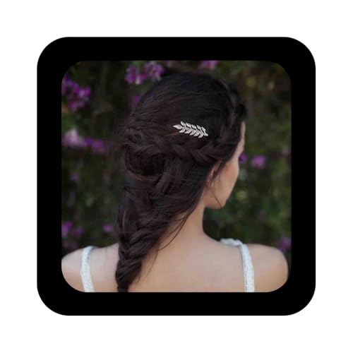 Allereya Vintage Blatt Haarkamm Haarspange Metallblatt Haar Seitenkamm Silber Blumen Kopfbedeckung Griechische Göttin Haarkamm Dekorative Kopfbedeckung Haarschmuck für Frauen und Mädchen (Silber) von Allereya