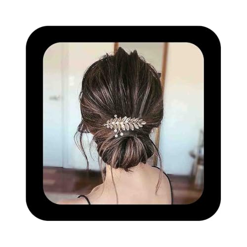 Allereya Vintage Blatt Haarkamm Spange Perle Haarkamm Metallblatt Kopfbedeckung Griechische Göttin Haarkamm Dekorative Kopfbedeckung Haarschmuck für Frauen und Mädchen (Gold) von Allereya