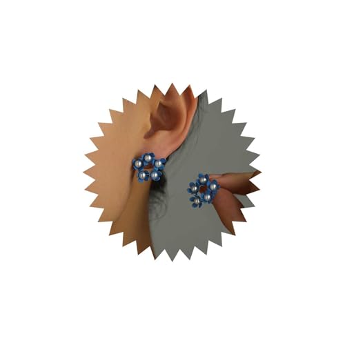 Allereya Vintage Blau Perle Floral Ohrringe Blumenkranz Ohrringe Blume Kreis Ohrstecker Perle Floral Ohrstecker Sommer Strand Schmuck Für Frauen von Allereya