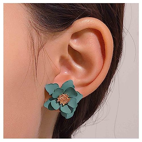 Allereya Vintage Blume Ohrstecker Acryl Blumen Ohrringe Matte Blume Ohrringe Grün Blume Ohrstecker Schmuck Für Frauen Und Mädchen (grün) von Allereya