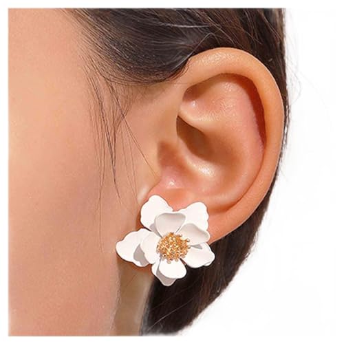 Allereya Vintage Blumen Ohrstecker Acryl Blumen Ohrringe Matte Blumen Ohrringe Weiße Blume Ohrstecker Schmuck Für Frauen Und Mädchen (weiß) von Allereya