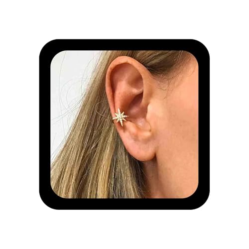 Allereya Vintage Crystal Northstar Ohrstecker Strass Nordstern Ohrringe Silber Cz Starburst Ohrringe Funkelnder Stern Knorpel Ohrringe Schmuck Für Frauen Und Mädchen (silber) von Allereya