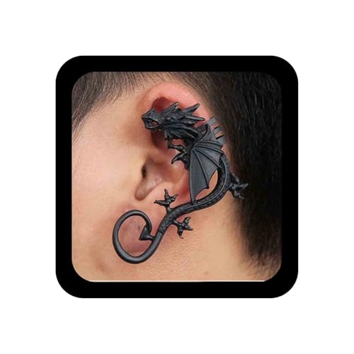 Allereya Vintage Drachen Ohrstecker Ohrringe Alter Drachenknorpel Ohrringe Drachen Clip On Ohrringe Schwarzer Drache Ohrhänger Ohrringe Schmuck Für Frauen Und Mädchen (schwarz) von Allereya