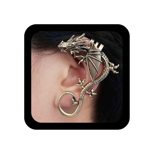 Allereya Vintage Drachen Ohrstecker Ohrringe Antiker Drachenknorpel Ohrringe Drachen Clip On Ohrringe Gold Drachen Ohrstecker Ohrringe Schmuck Für Frauen Und Mädchen (gold) von Allereya