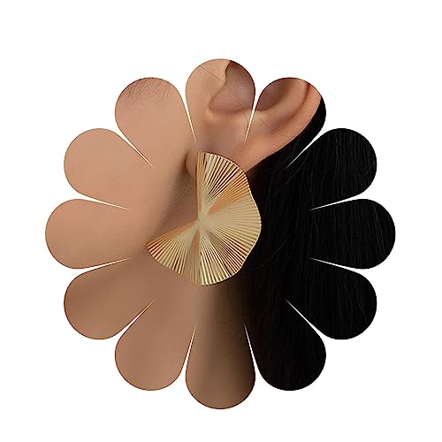 Allereya Vintage Fan Form Tropfen Ohrringe Sektor Verdreht Ohrring Geometrische Sektor Ohrringe Gold Übertrieben Ohrringe Schmuck Für Frauen Und Mädchen von Allereya