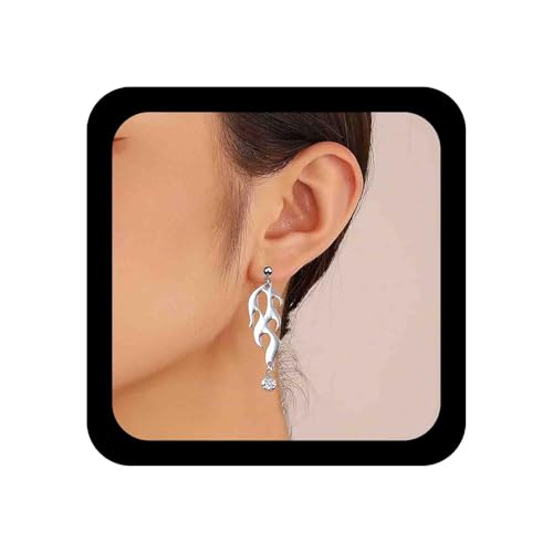 Allereya Vintage Flamme Feuer Tropfen Ohrhänger Kristall Flamme Ohrringe Strass Feuer Ohrstecker Silber Flamme Feuer Ohrringe Schmuck Für Frauen Und Mädchen von Allereya