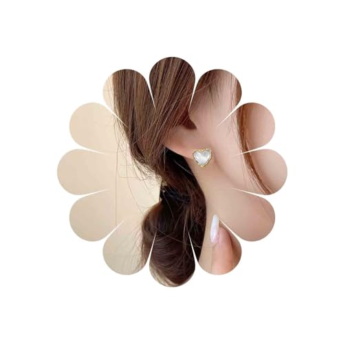 Allereya Vintage Geburtsstein Lünette Herz Ohrstecker Opal Herz Ohrringe Gold Herz Liebe Lünette Ohrringe Mondstein Herz Ohrringe Schmuck Für Frauen Und Mädchen von Allereya