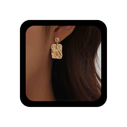 Allereya Vintage Geometrische Quadratische Ohrringe Gehämmert Quadrat Baumeln Ohrringe Gold Rechteck Ohrstecker Aussage Quadrat Ohrringe Schmuck Für Frauen Und Mädchen von Allereya
