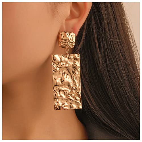 Allereya Vintage Geometrische Quadratische Ohrringe Große Gehämmertes Quadrat Baumeln Ohrringe Gold Rechteck Ohrringe Anweisung Quadrat Tropfen Ohrringe Schmuck Für Frauen Und Mädchen (Gold) von Allereya