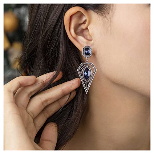 Allereya Vintage Geometrische Saphir Ohrringe Tribal Totem Tropfen Ohrringe Blau Cz Dreieck Ohrringe Quadrat Saphir Ohrstecker Schmuck Für Frauen Und Mädchen von Allereya