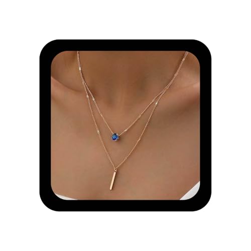 Allereya Vintage Geschichteten Bar Halskette Blauen Saphir Tränen Halskette Blauen Kristall Halsketten Kette Vertikale Bar Choker Halsketten Cz Wassertropfen Erstellt Saphir Schmuck Für Frauen von Allereya