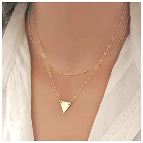 Allereya Vintage Geschichtetes Dreieck Choker Halskette Dreieck Anhänger Halskette Gold Geometrische Halskette Schmuck Minimalistische Halskette Kette Schmuck Für Frauen Und Mädchen von Allereya